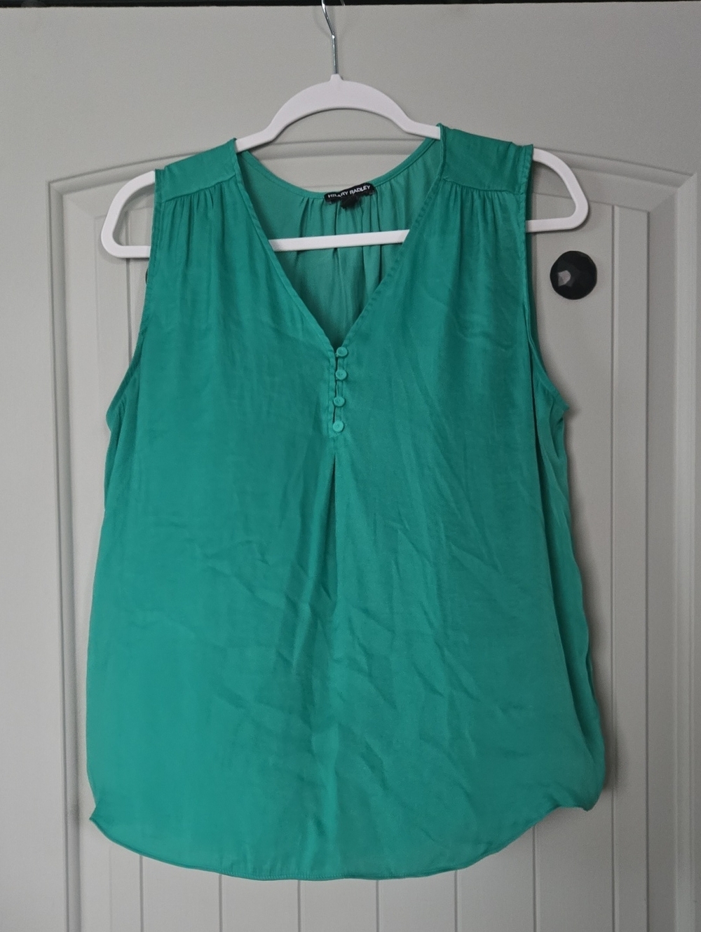 Hilary Radley Teal Sleeveless V-Neck Button-Front Camisole